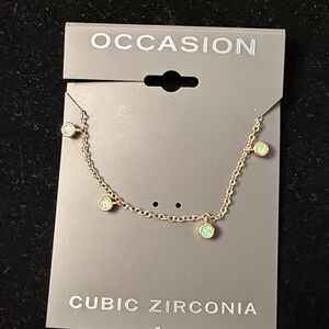 Rose Gold Necklace with faux opal stones